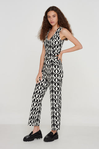 Black & White Organic Mono Print Waistcoat