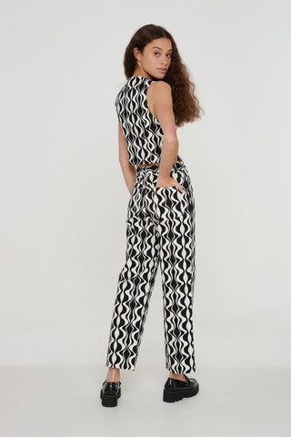 Black & White Organic Mono Print Waistcoat