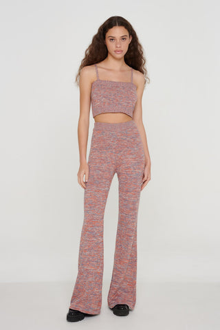 Organic Cotton Space Dye Knitted Flare Trousers
