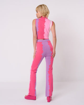 Organic Colour Block Knit Zip Tank Top
