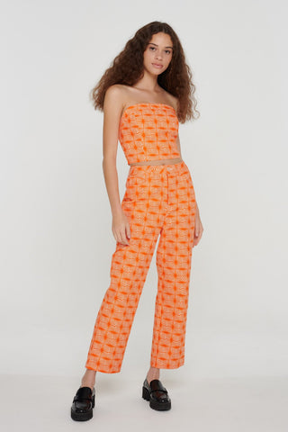Orange Organic Geo Print Bandeau Top
