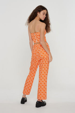 Orange Organic Geo Print Bandeau Top