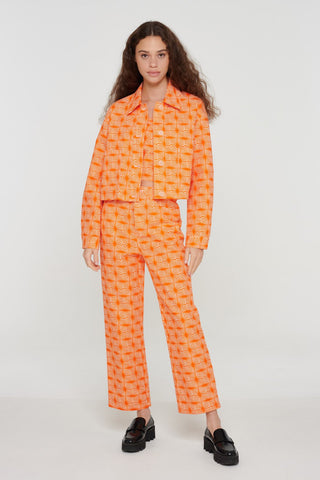 Orange Organic Geo Print Shacket