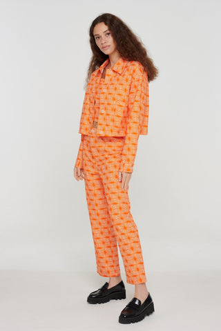 Orange Organic Geo Print Shacket