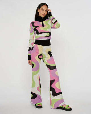 Organic Cotton Psychedelic Knit Flare Trousers