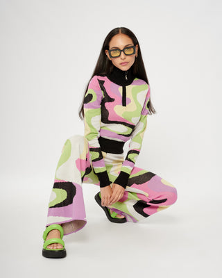 Organic Cotton Psychedelic Knit Half Zip Jumper