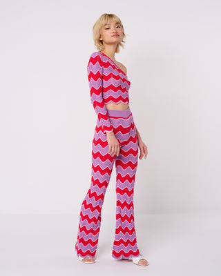 Contrast Pointelle Wavy Trousers