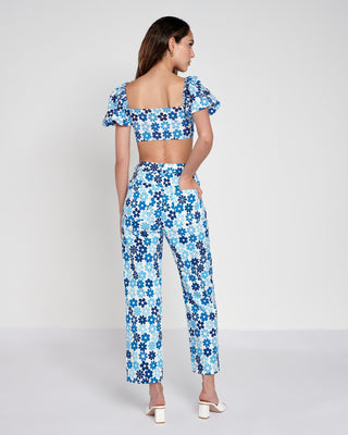 Organic Blue Floral Cropped Jeans