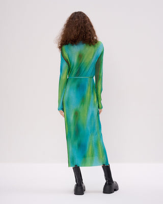 Pleated Mesh Space Blur Midaxi