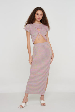 Organic Cotton Space Dye Rib Knit Cut-Out Top