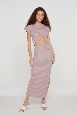 Organic Cotton Space Dye Rib Knit Maxi Skirt