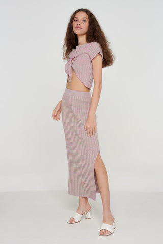 Organic Cotton Space Dye Rib Knit Cut-Out Top