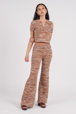 Organic Cotton Space Dye Knit Flare Trousers