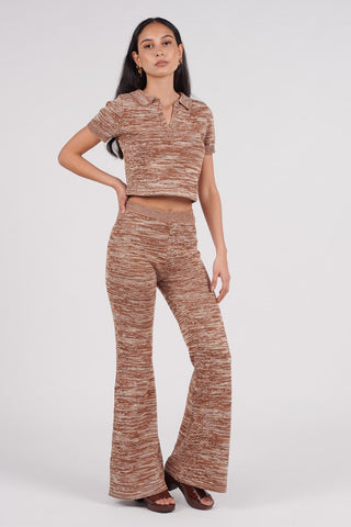 Organic Cotton Space Dye Knit Flare Trousers