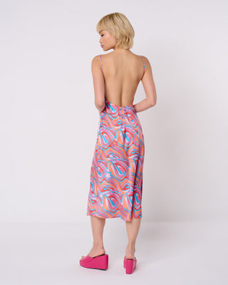 Swirl Print Bias Cut Slip Dress