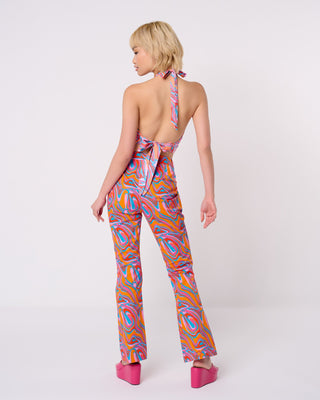 Star Swirl Print Flare Trousers