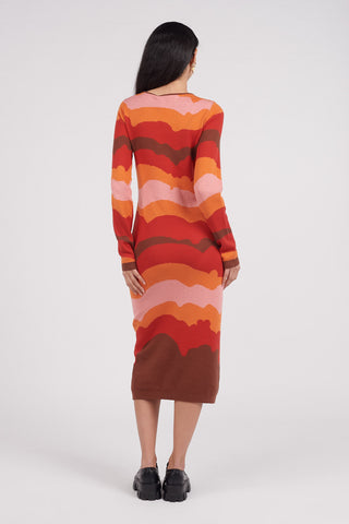 Organic Cotton Sunset Knit Midi Dress