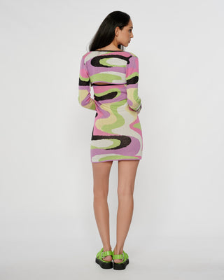 Psychedelic Knit Bandeau Mini Dress with Bolero