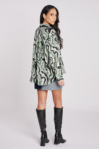 Recycled Green Swirl Print Blouse