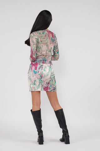 Recycled Swirl Mesh Drawstring Top