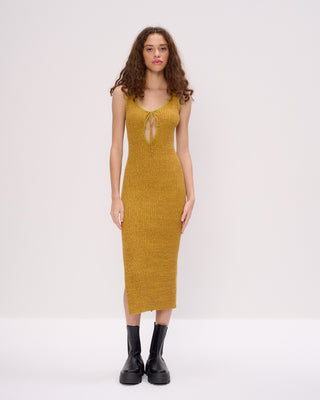 Space Dye Key Hole Midi Dress