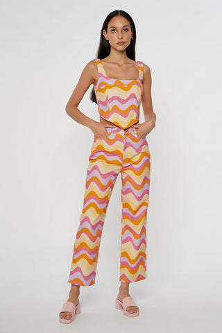 Wavy Print Pointed Bustier Top