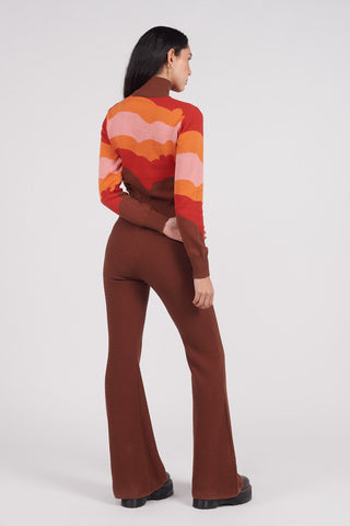 Organic Cotton Zig Zag Knit Flared Trousers