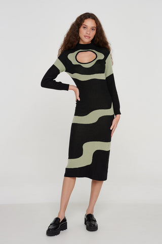 Organic Cotton Swirl Knit Midi Dress