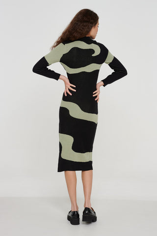 Organic Cotton Swirl Knit Midi Dress
