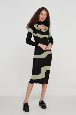 Organic Cotton Swirl Knit Midi Dress