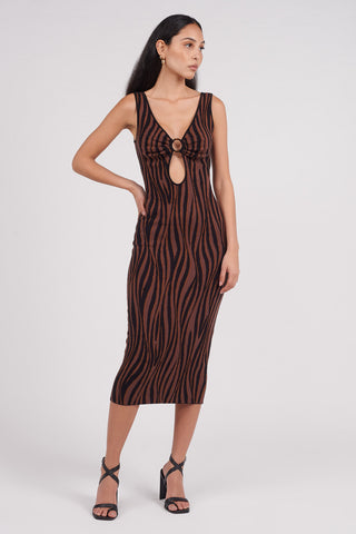 Organic Cotton Ring Trim Knit Midi Dress