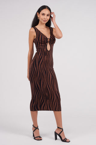 Organic Cotton Ring Trim Knit Midi Dress