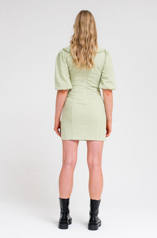 Green Check Collar Dress