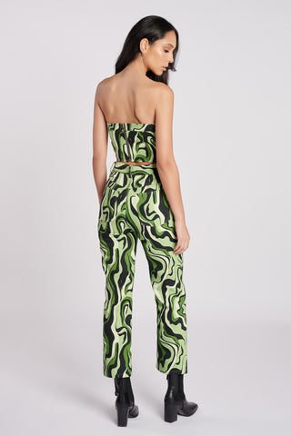 Certified Organic Cotton Green Swirl Print Trousers