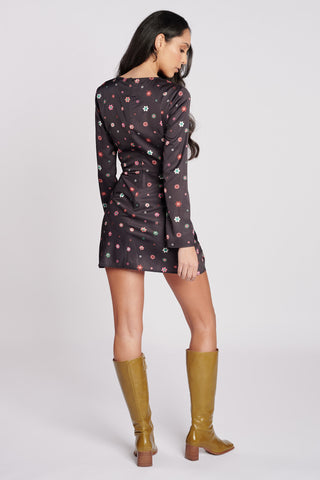 Recycled Black Trippy Print Mini Dress